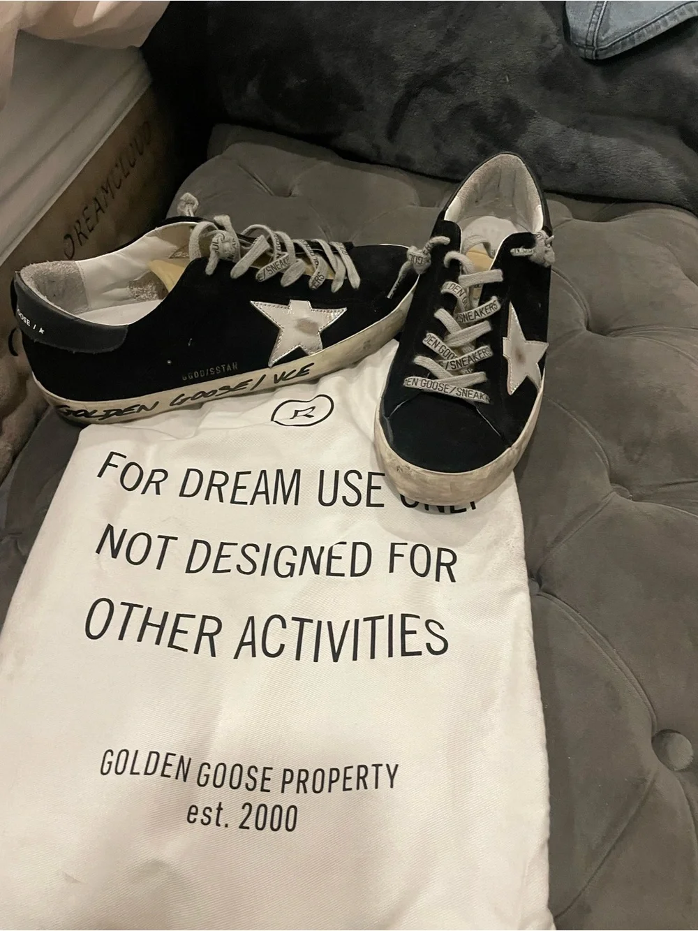 Golden Goose Super-Star Black Low-Top Sneakers with White Soles